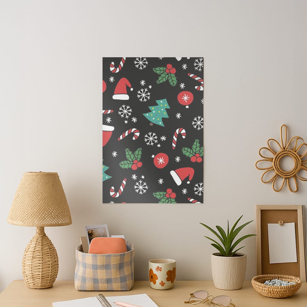 Christmas Objects Pattern Art Print