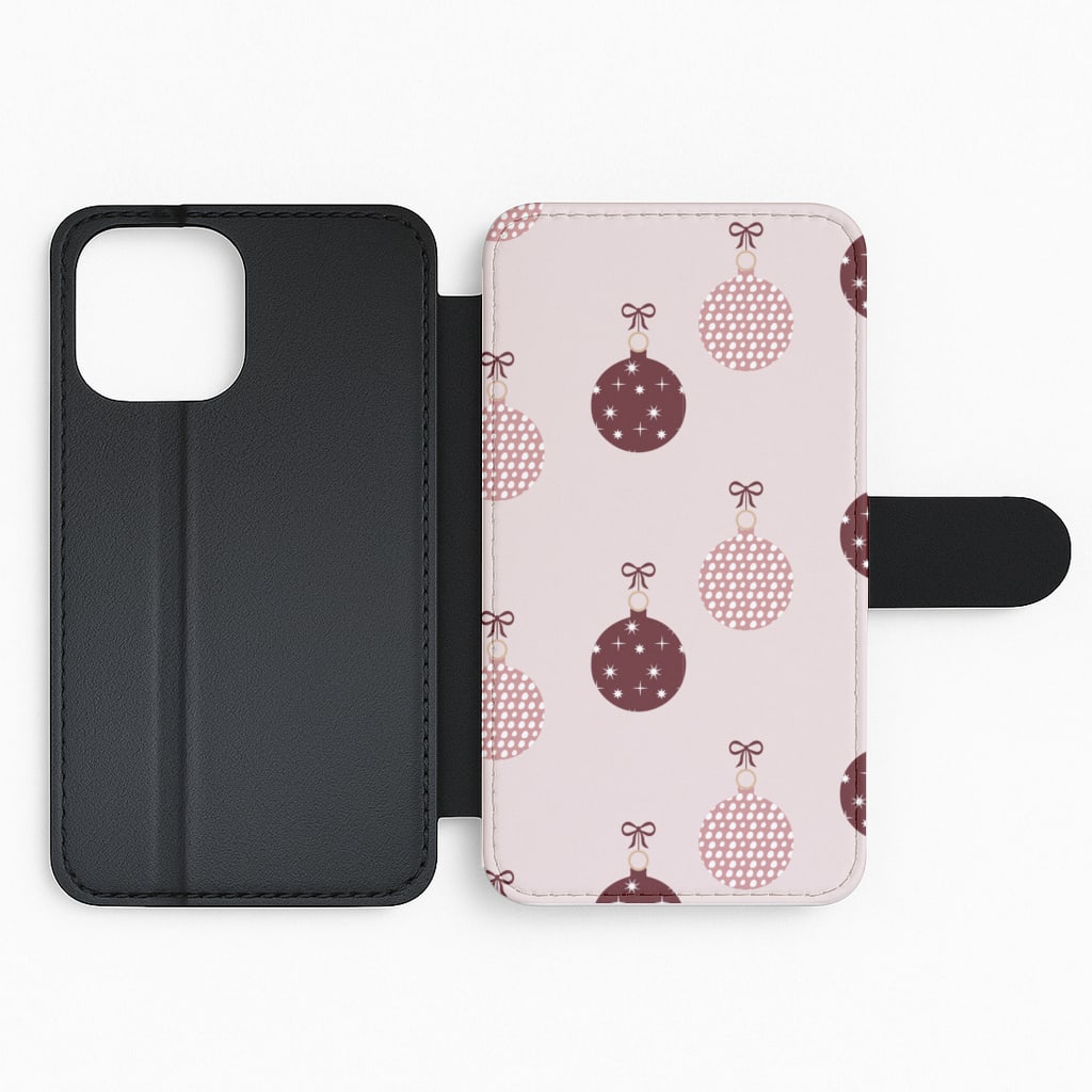 Christmas Bauble Pattern Flip / Wallet Phone Case