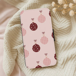 Christmas Bauble Pattern Wallet Phone Case