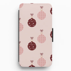 Christmas Bauble Pattern Flip / Wallet Phone Case