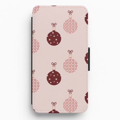 Christmas Bauble Pattern Flip / Wallet Phone Case