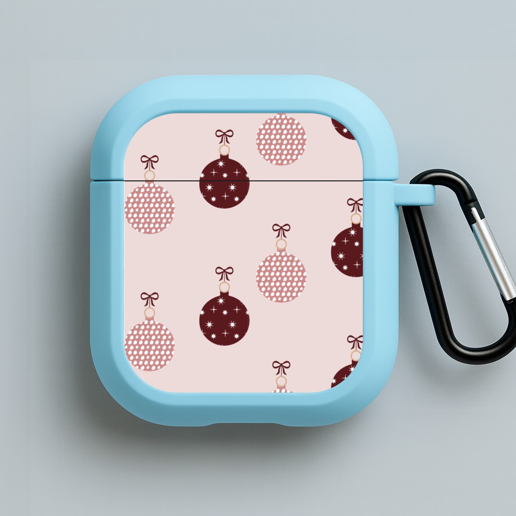 Christmas Bauble Pattern Blue AirPods Case