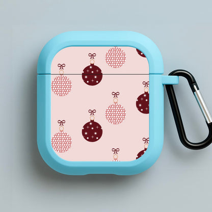 Christmas Bauble Pattern Blue AirPods Case