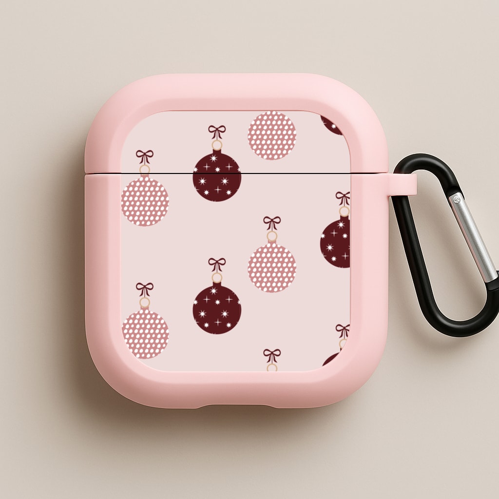 Christmas Bauble Pattern Pink AirPods Case