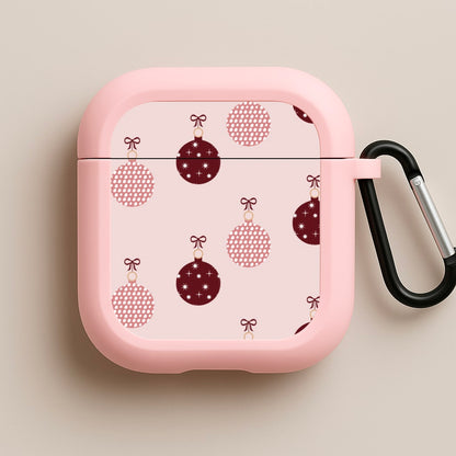 Christmas Bauble Pattern Pink AirPods Case