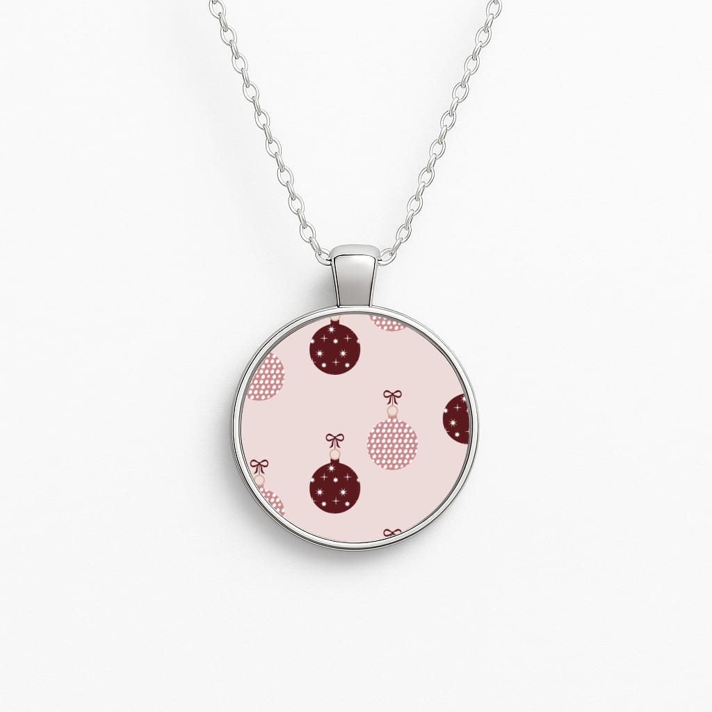 Christmas Bauble Pattern Circle Necklace