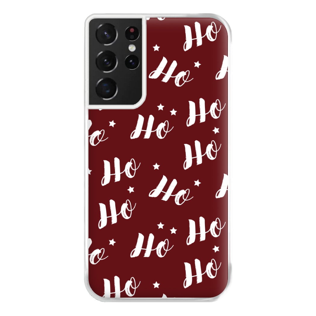 Ho Ho Ho Christmas Pattern Phone Case for Galaxy S21 Ultra