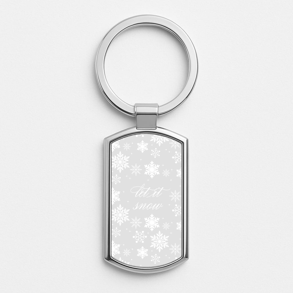 Let It Snow Christmas Pattern Silver Keyring