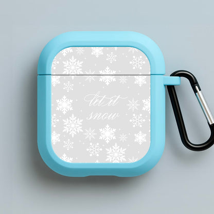 Let It Snow Christmas Pattern Blue AirPods Case