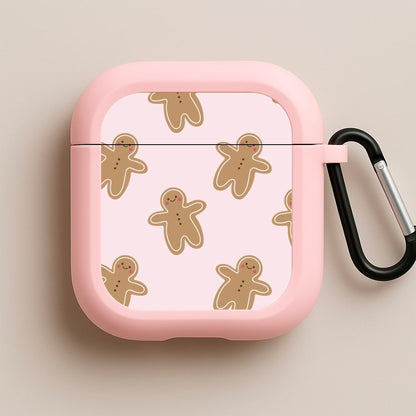 Gingerbread Men Christmas Pattern Pink AirPods Case