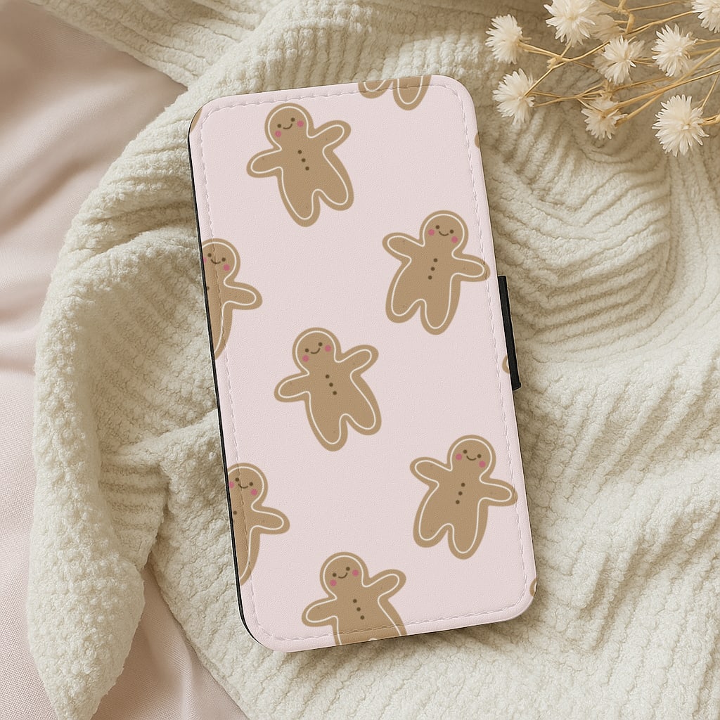 Gingerbread Men Christmas Pattern Wallet Phone Case