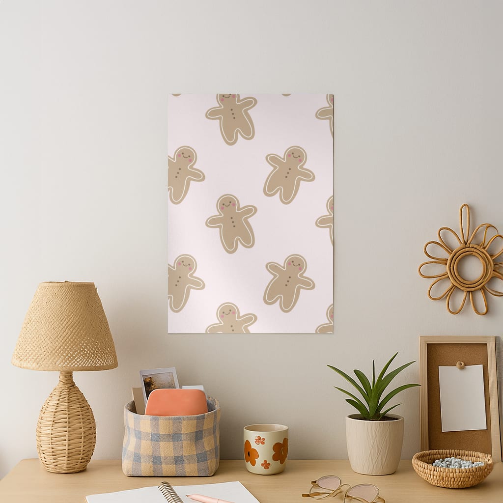 Gingerbread Men Christmas Pattern Art Print