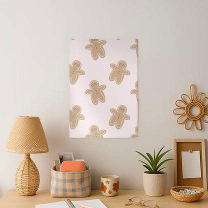 Gingerbread Men Christmas Pattern Art Print