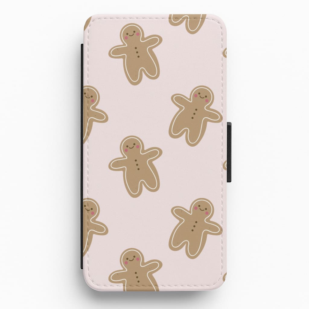 Gingerbread Men Christmas Pattern Flip / Wallet Phone Case