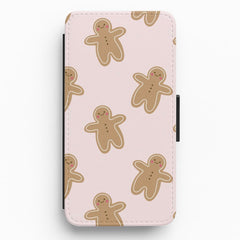 Gingerbread Men Christmas Pattern Flip / Wallet Phone Case