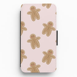 Gingerbread Men Christmas Pattern Flip / Wallet Phone Case