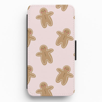 Gingerbread Men Christmas Pattern Flip / Wallet Phone Case