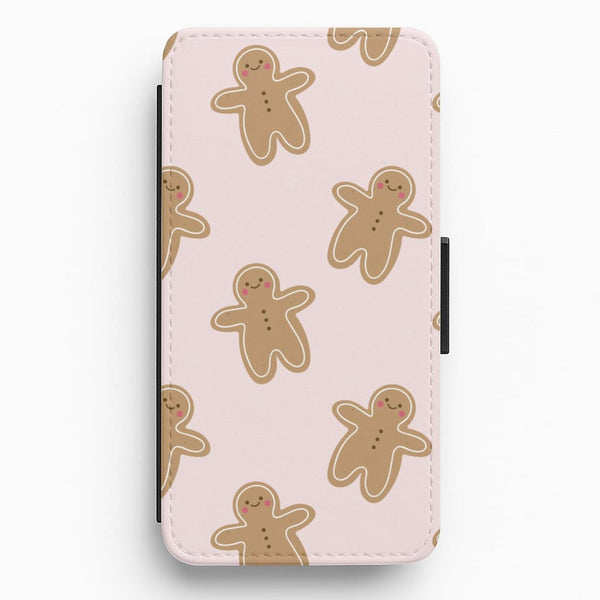 Gingerbread Men Christmas Pattern Flip / Wallet Phone Case