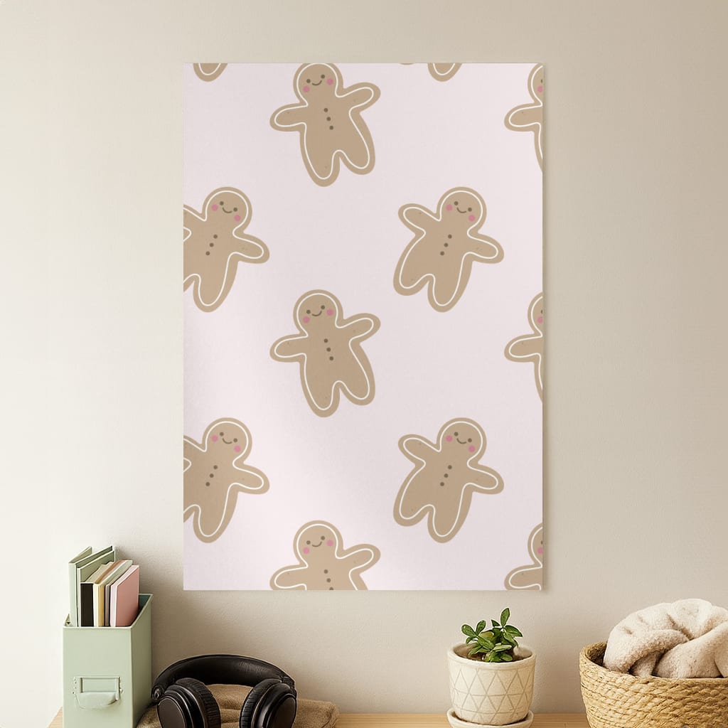 Gingerbread Men Christmas Pattern Poster