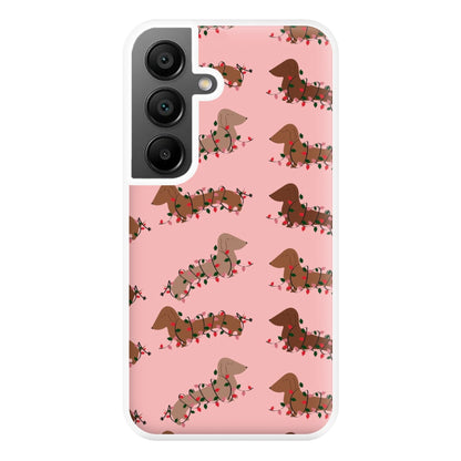 Dachshund Christmas Pattern Phone Case for Galaxy A55