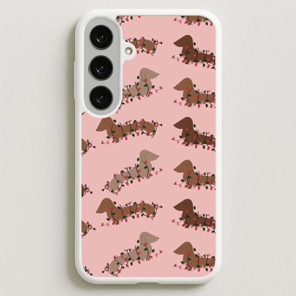 Dachshund Christmas Pattern Phone Case for Galaxy S25FE