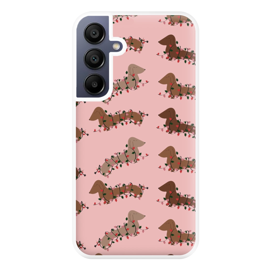 Dachshund Christmas Pattern Phone Case for Galaxy A16