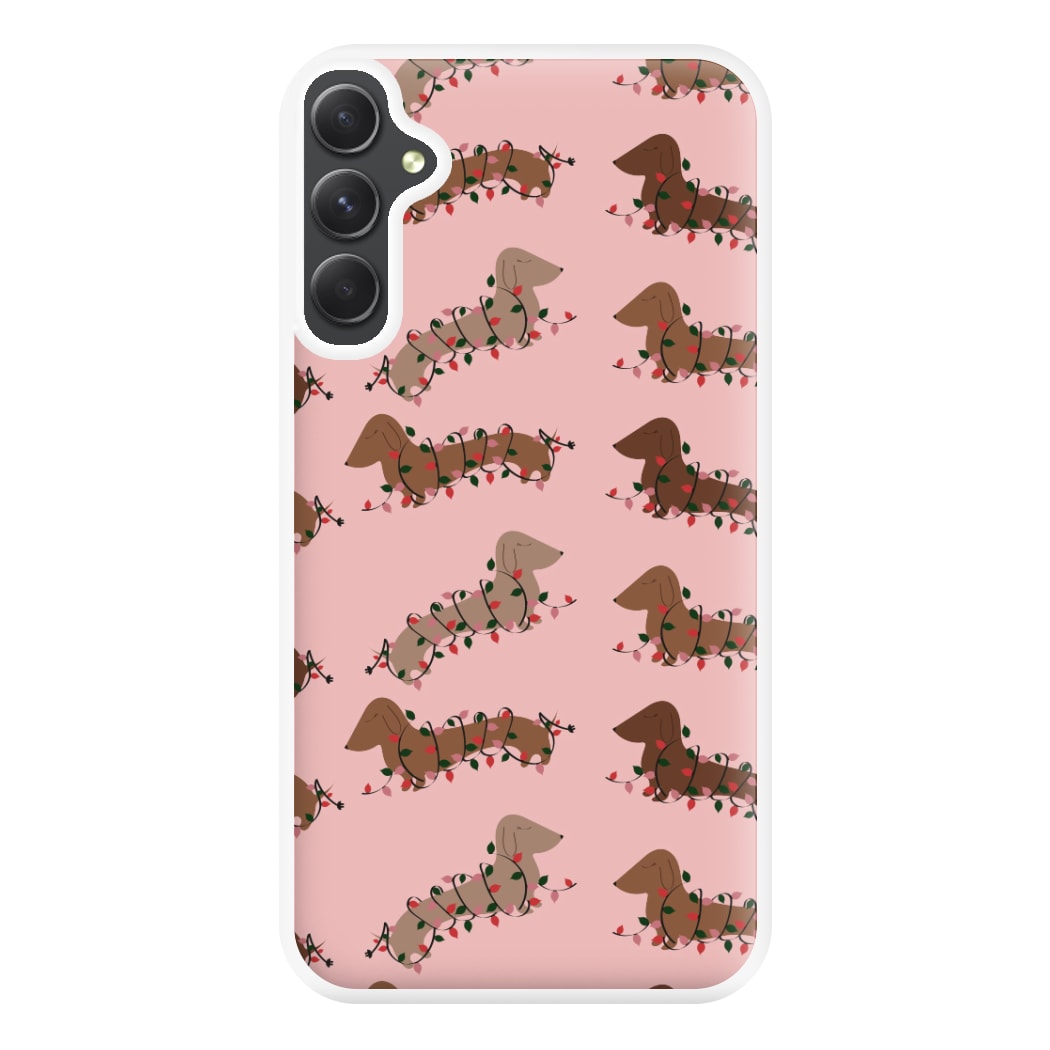 Dachshund Christmas Pattern Phone Case for Galaxy A14