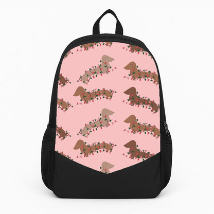 Dachshund Christmas Pattern Large Backpack