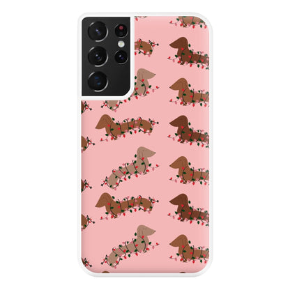 Dachshund Christmas Pattern Phone Case for Galaxy S21 Ultra