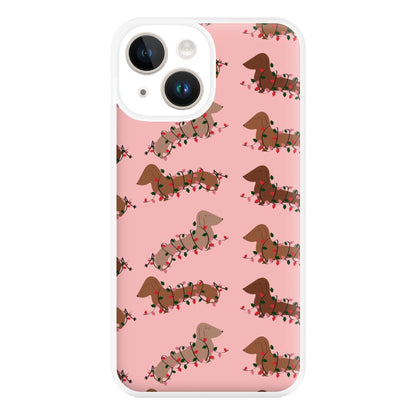 Dachshund Christmas Pattern Phone Case for iPhone 14