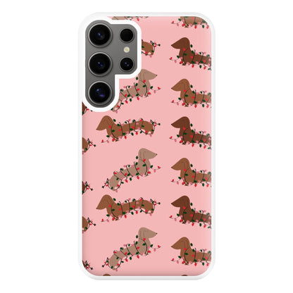 Dachshund Christmas Pattern Phone Case for Galaxy S24 Ultra