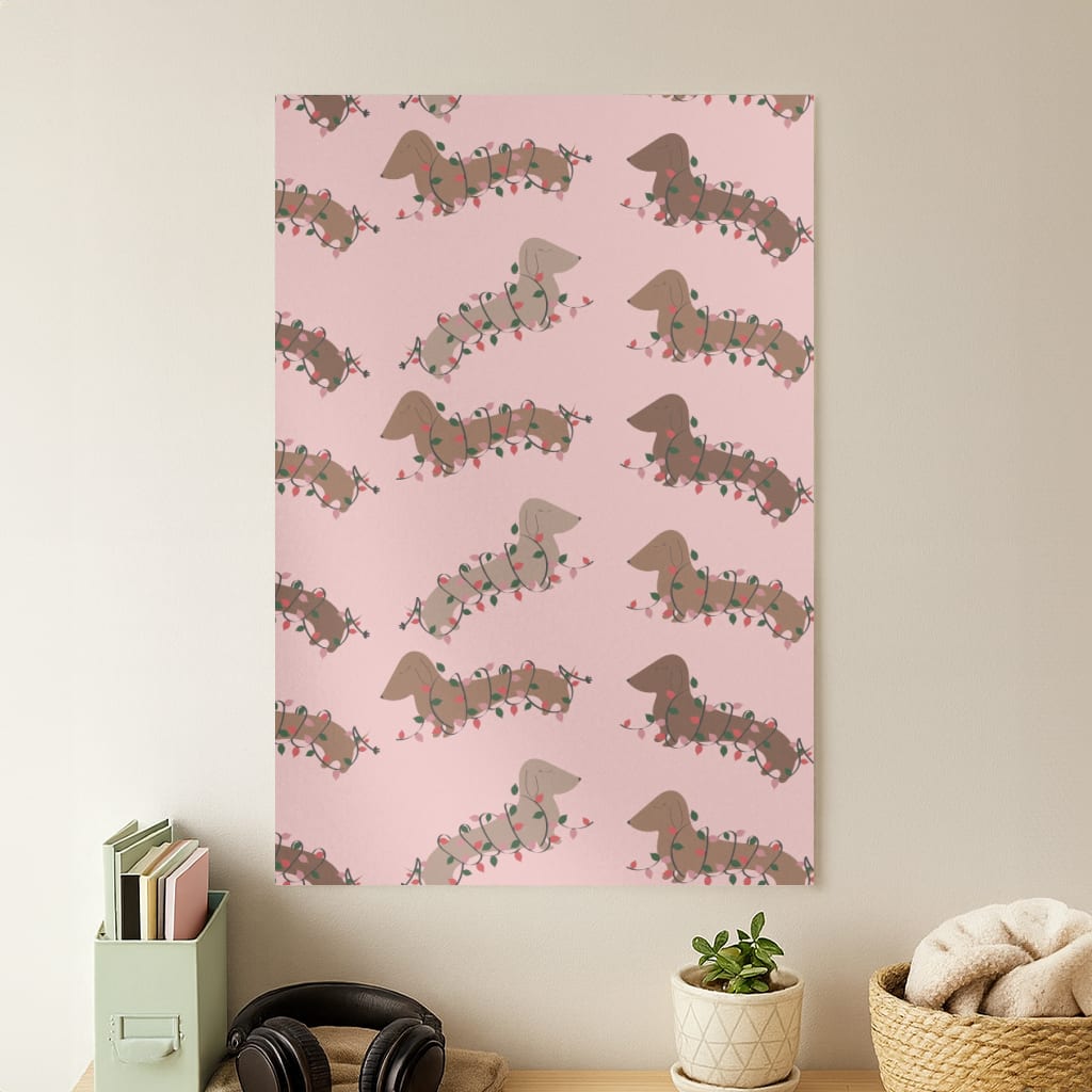 Dachshund Christmas Pattern Poster