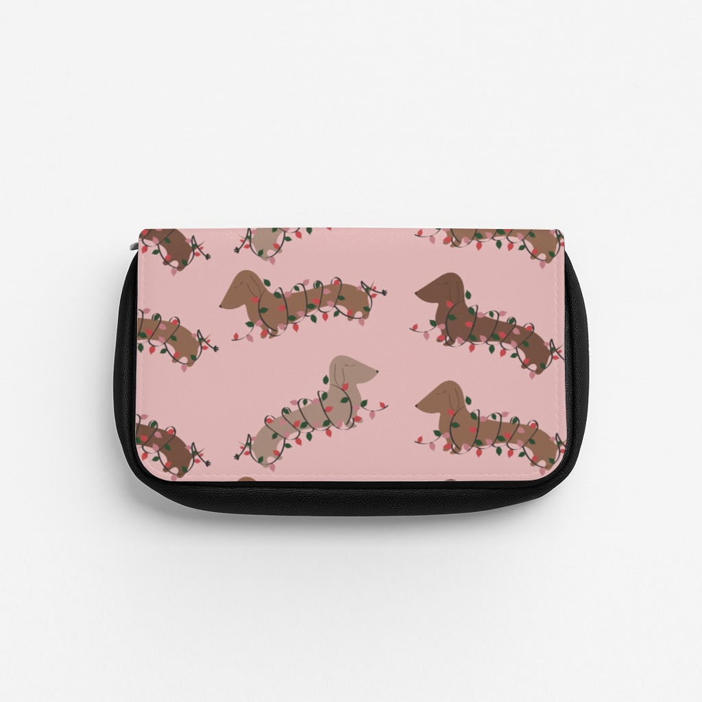 Dachshund Christmas Pattern Pencil Case