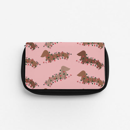 Dachshund Christmas Pattern Pencil Case