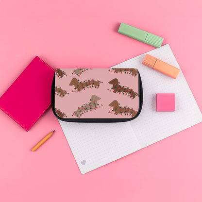 Dachshund Christmas Pattern Pencil Case