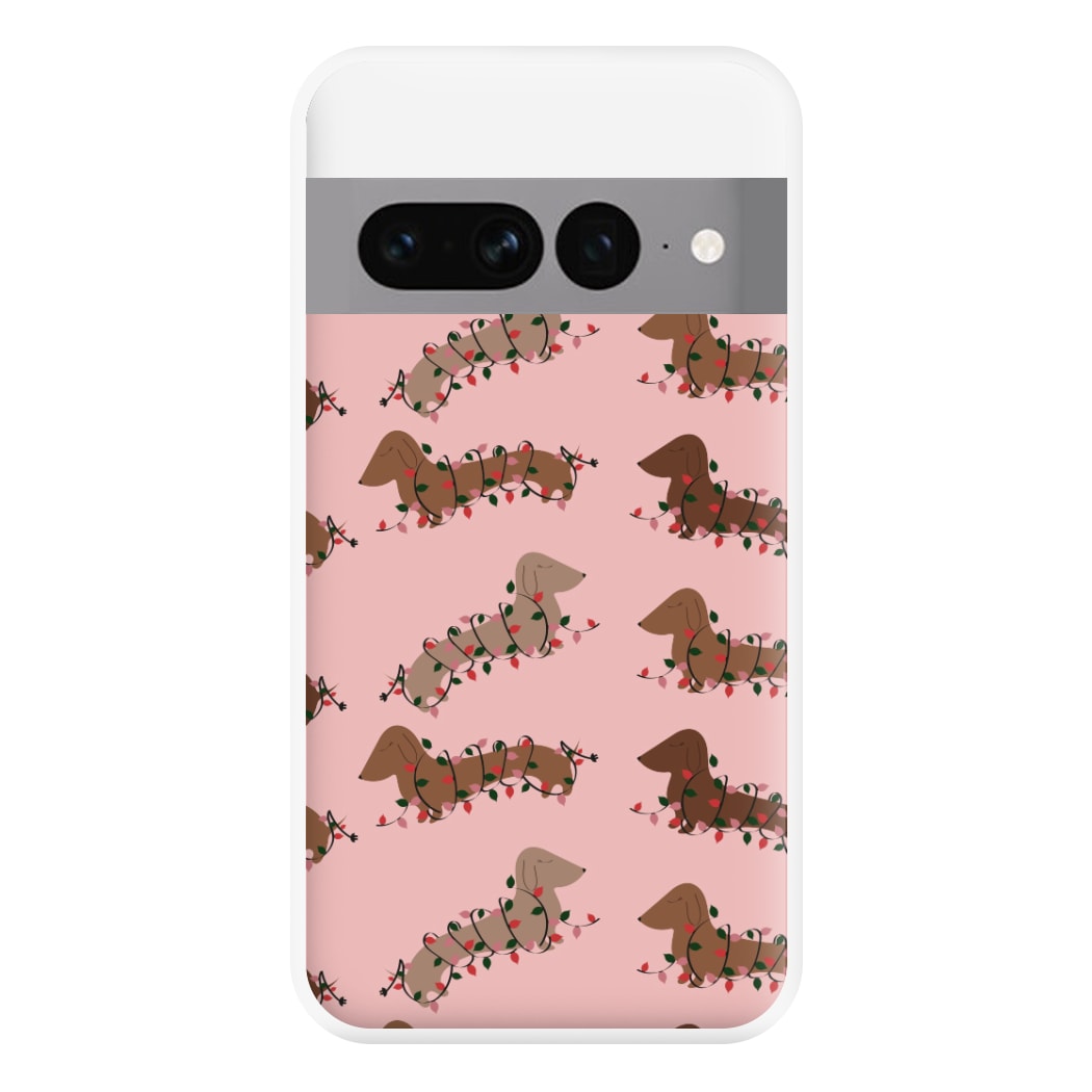 Dachshund Christmas Pattern Phone Case for Google Pixel 7 Pro