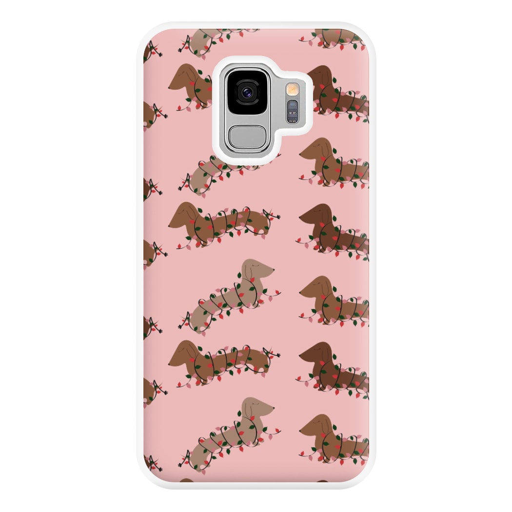 Dachshund Christmas Pattern Phone Case for Galaxy S9 Plus