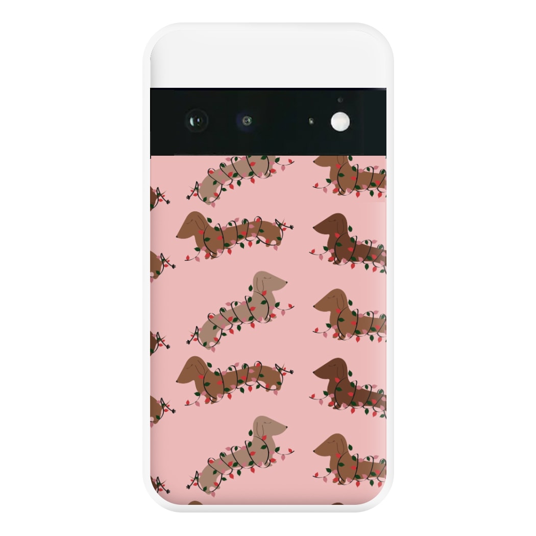 Dachshund Christmas Pattern Phone Case for Google Pixel 6a