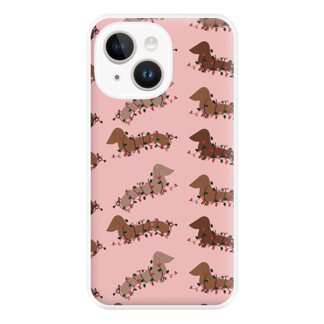 Dachshund Christmas Pattern Phone Case for iPhone 14 Plus