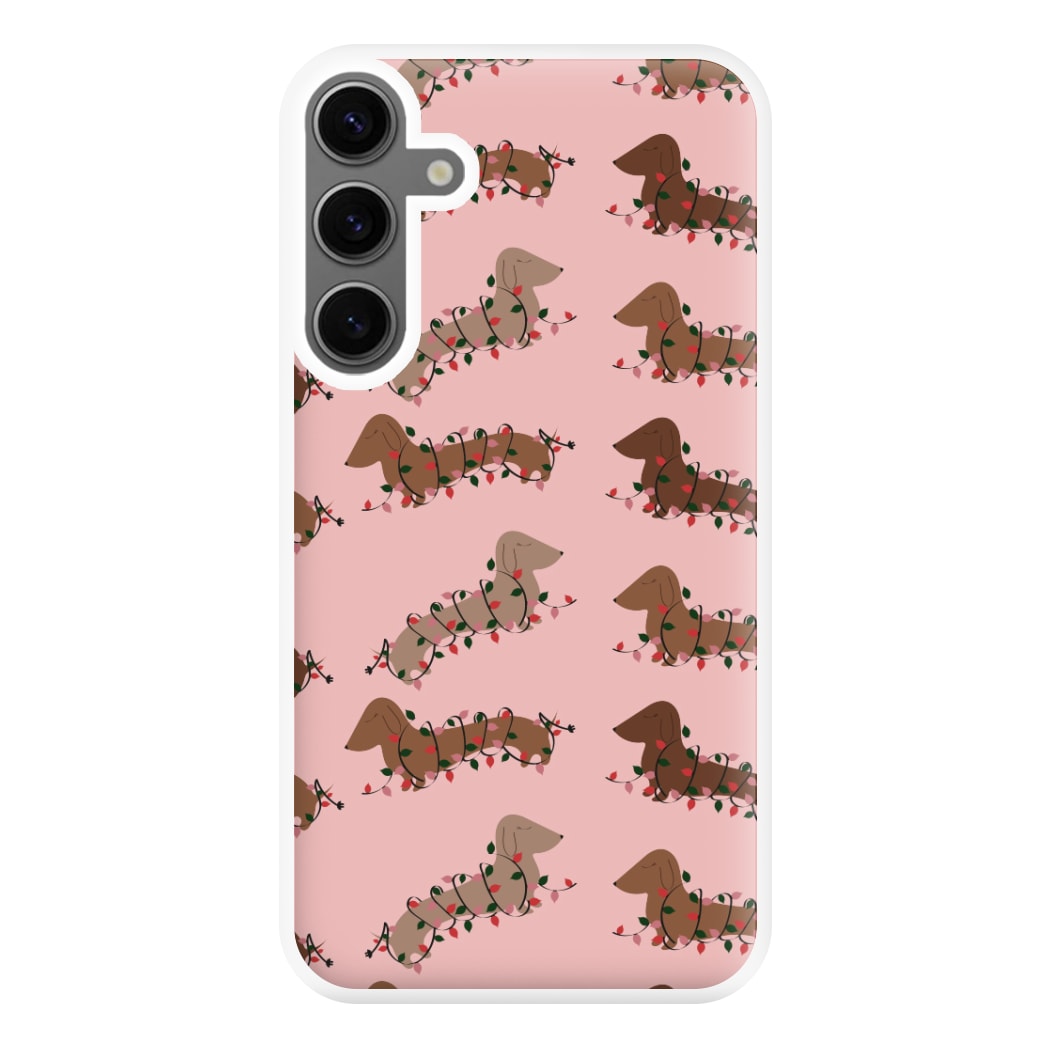 Dachshund Christmas Pattern Phone Case for Galaxy S24FE