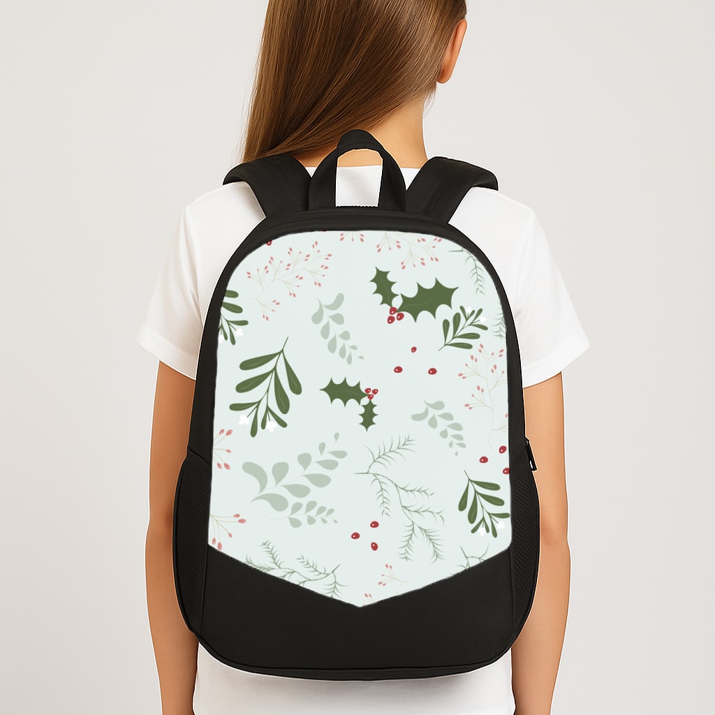Christmas Floral Pattern Large School Bag