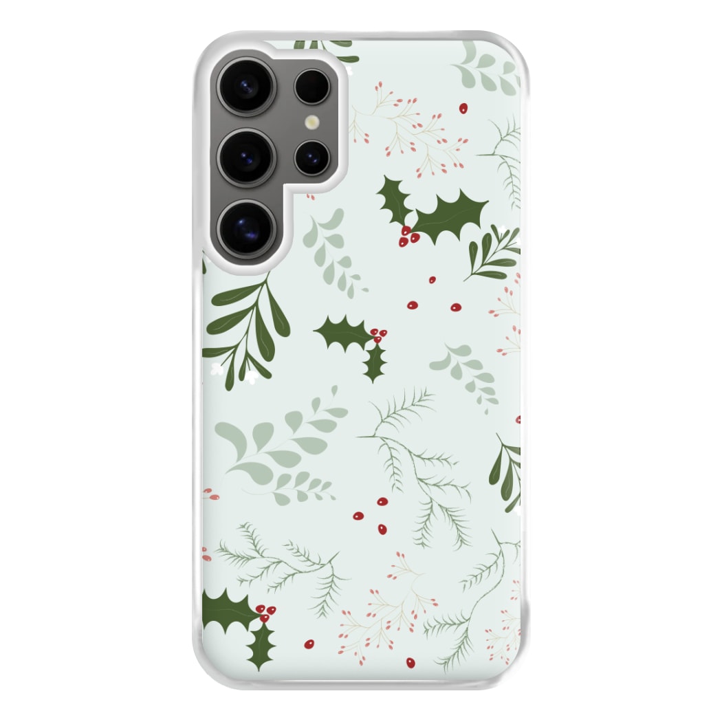 Christmas Floral Pattern Phone Case for Galaxy S24 Ultra