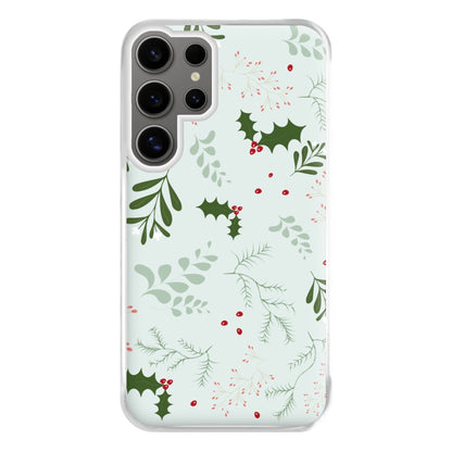 Christmas Floral Pattern Phone Case for Galaxy S24 Ultra