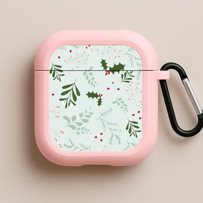 Christmas Floral Pattern Pink AirPods Case