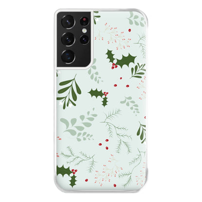 Christmas Floral Pattern Phone Case for Galaxy S21 Ultra