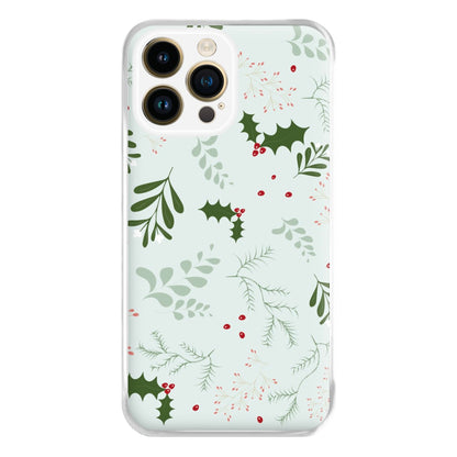 Christmas Floral Pattern Phone Case for iPhone 14 Pro Max