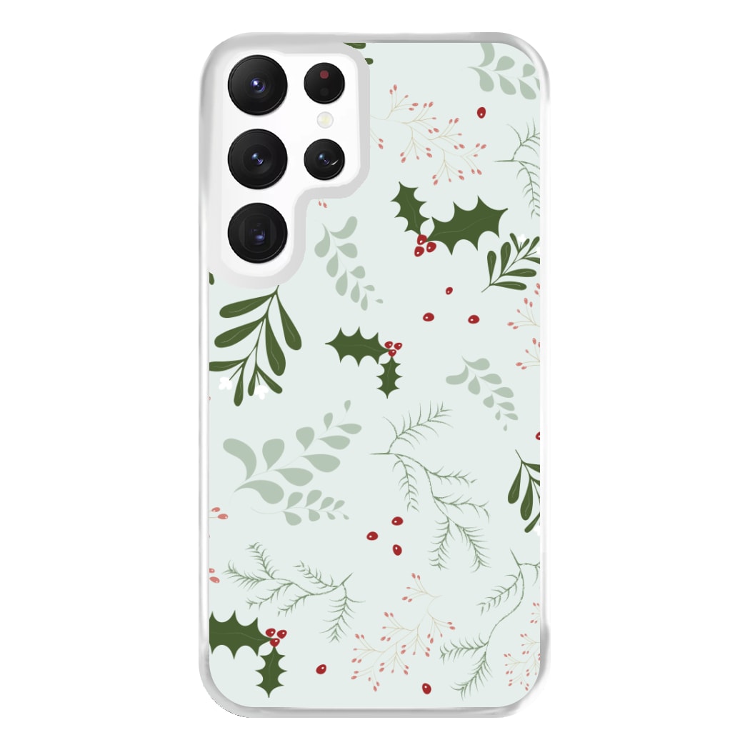 Christmas Floral Pattern Phone Case for Galaxy S22 Ultra