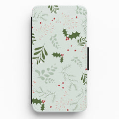 Christmas Floral Pattern Flip / Wallet Phone Case