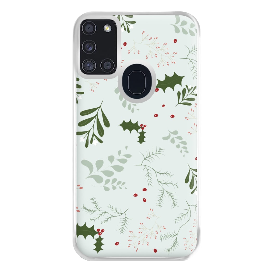 Christmas Floral Pattern Phone Case for Galaxy A21s