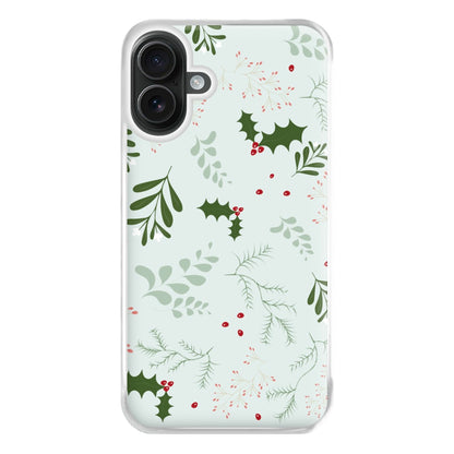 Christmas Floral Pattern Phone Case for iPhone 16 Plus